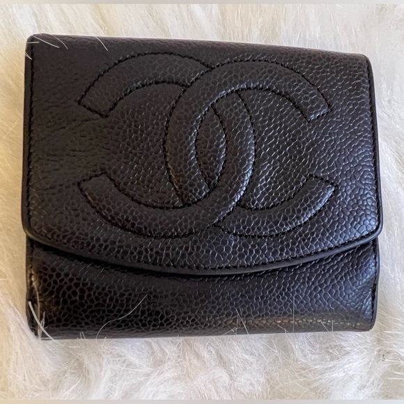 CHANEL Handbags - Authentic Chanel Black Caviar Leather Bi-Fold Wallet